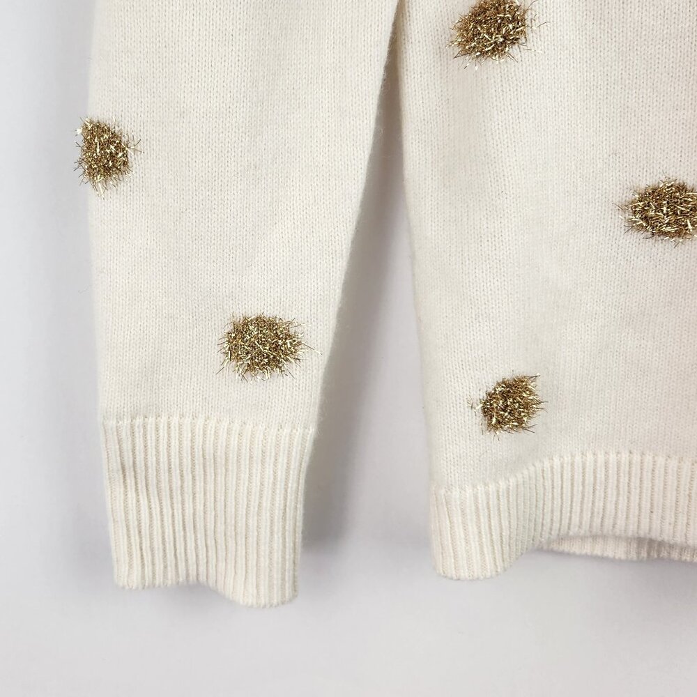NWT Talbots Metallic Tinsel Polka Dot Wool Blend Crewneck Sweater XS Petite - Picture 6 of 9